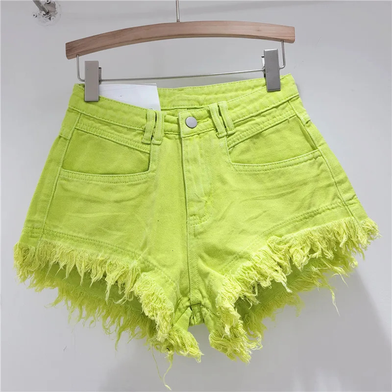 Original denim shorts womens jeans high waisted fringe A-line wide leg pants boots shorts 250402