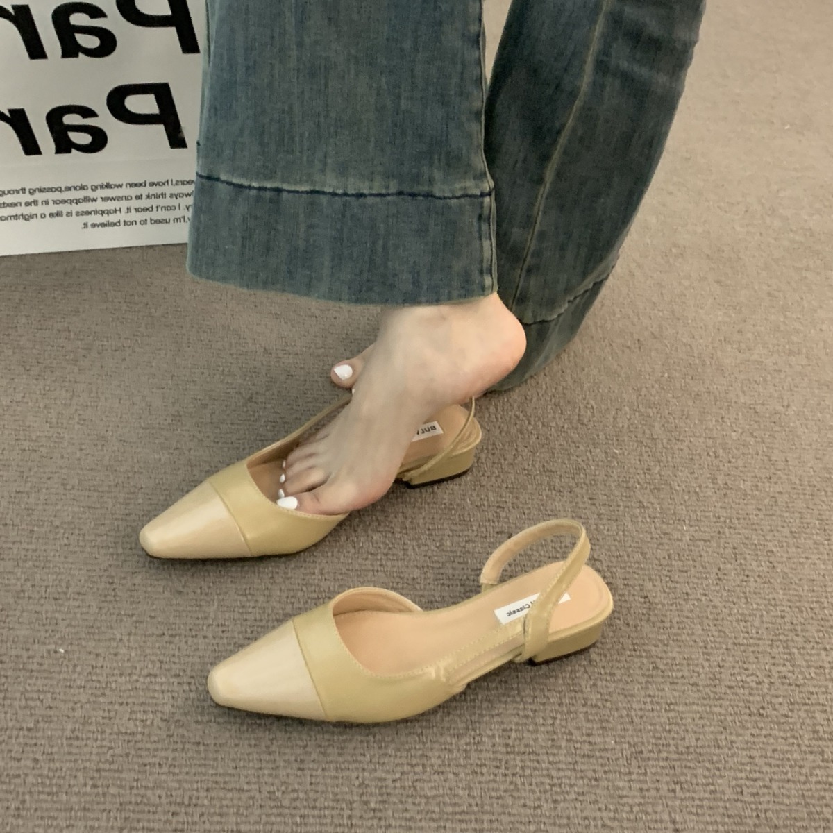Women 2025 new low heeled stylish sandals toe caps fashion thick heels elegant and classic high heels classic simple