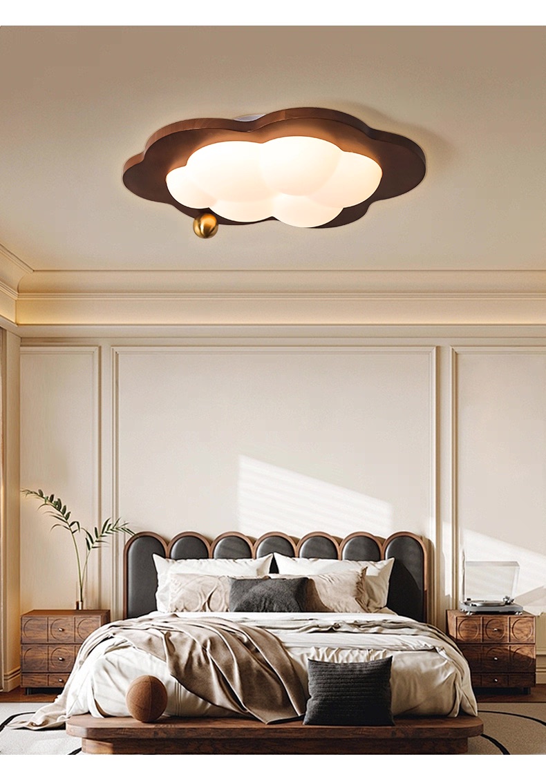 Vintage Creamy Ceiling Lights Fixture American Retro Clouds Ceiling Lamps Romantic Bedroom Children Room Lamp Antique Home Indoor Lighting Eye Protect