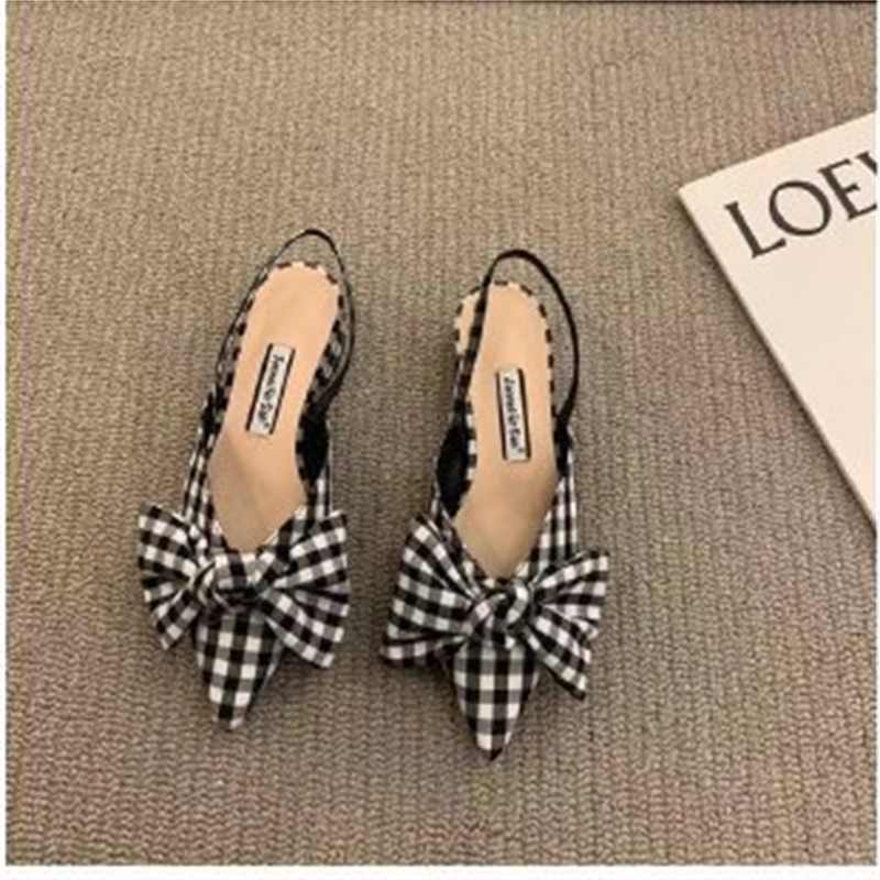 hot free shipping Sandals for woman outdoor fashionable Plaid Polka Dot Heel Fashion casual slippers