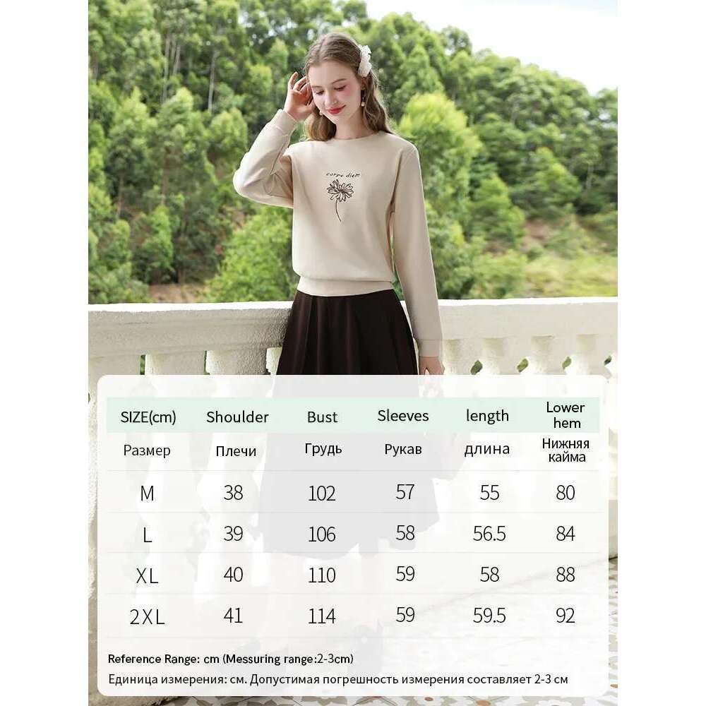 Hoodies Women Bead Embroidery O-Neck Autumn New Loose Knit Cozy Pullovers Casual Blouses For Lady