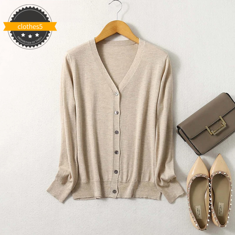 Women Sweater Mulberry Silk Cashmere Blend Solid Colors V Neck Buttons Down Long Sleeve Knit Cardigan Top Coat Warm XL XXL Ly049