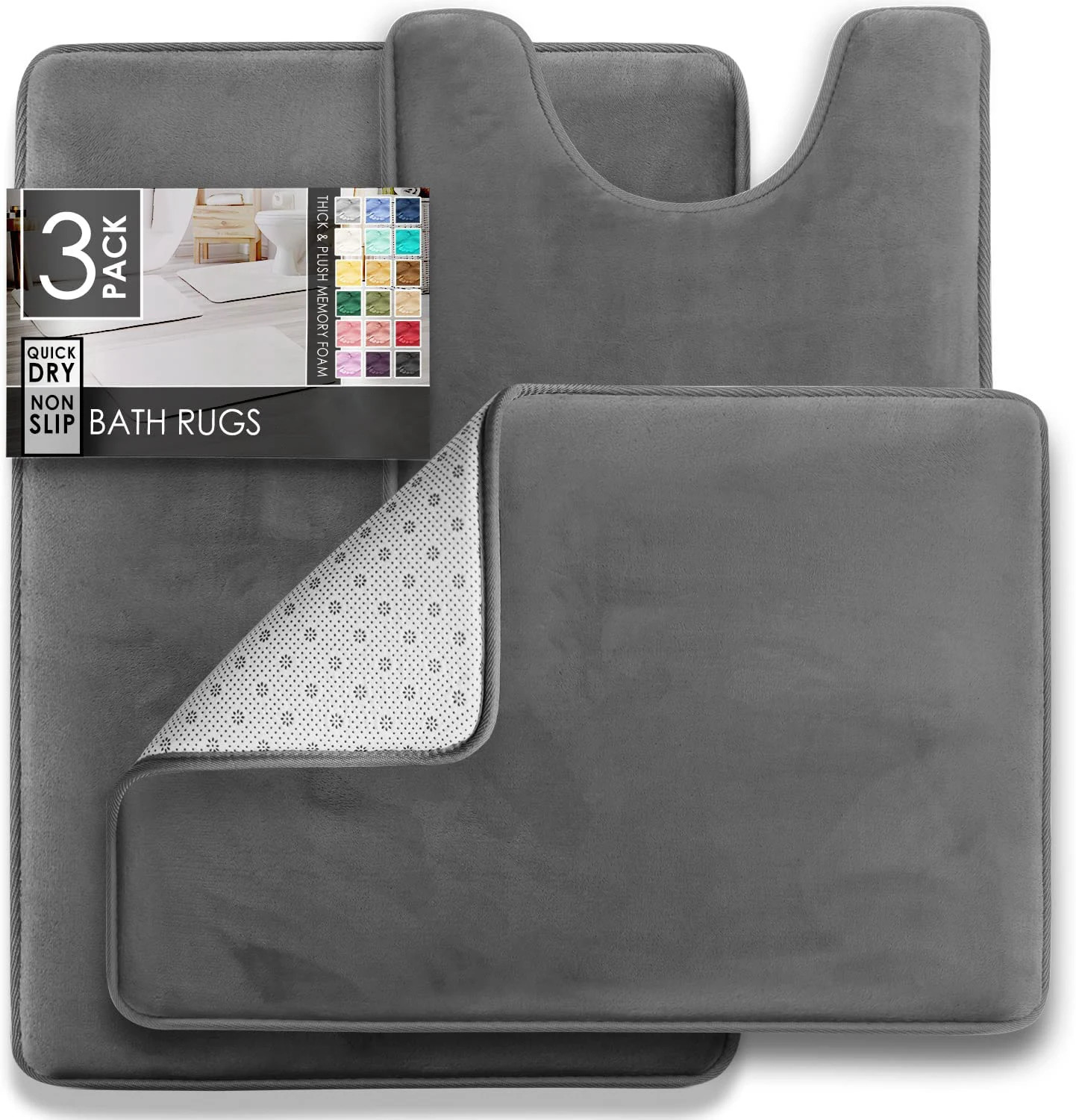 3PC Bathroom Rugs Velvet Memory Foam NonSlip Bath Machine Wash Dries Quickly Ultra Soft Mats for Bedroom kitchen 251106