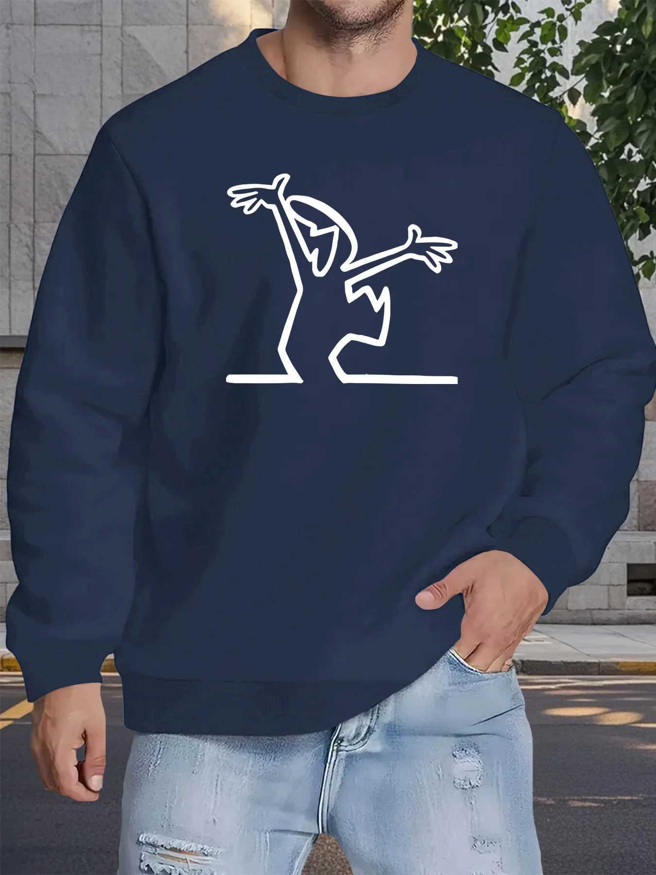 The new mens round-neck sweatshirt for Spring and Autumn 2025 is casual fashionable and comfortable with 3D pattern printing W251106