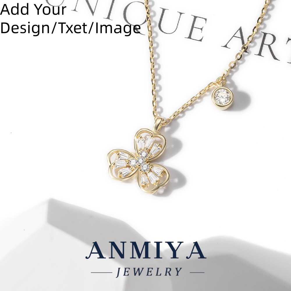 Custom 925 Sterling Silver Clover Necklace, Minimalist Pendant Jewelry for Teen Girls' Luck Charm Gift