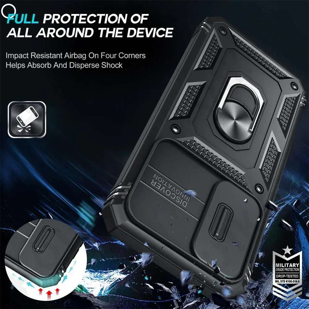 Case for Samsung Galaxy S24 S23 S22 S25 Ultra Plus A55 A56 A36 FE 4G 5G Slider Camera Protect 360 Full Protection Bracket Cover