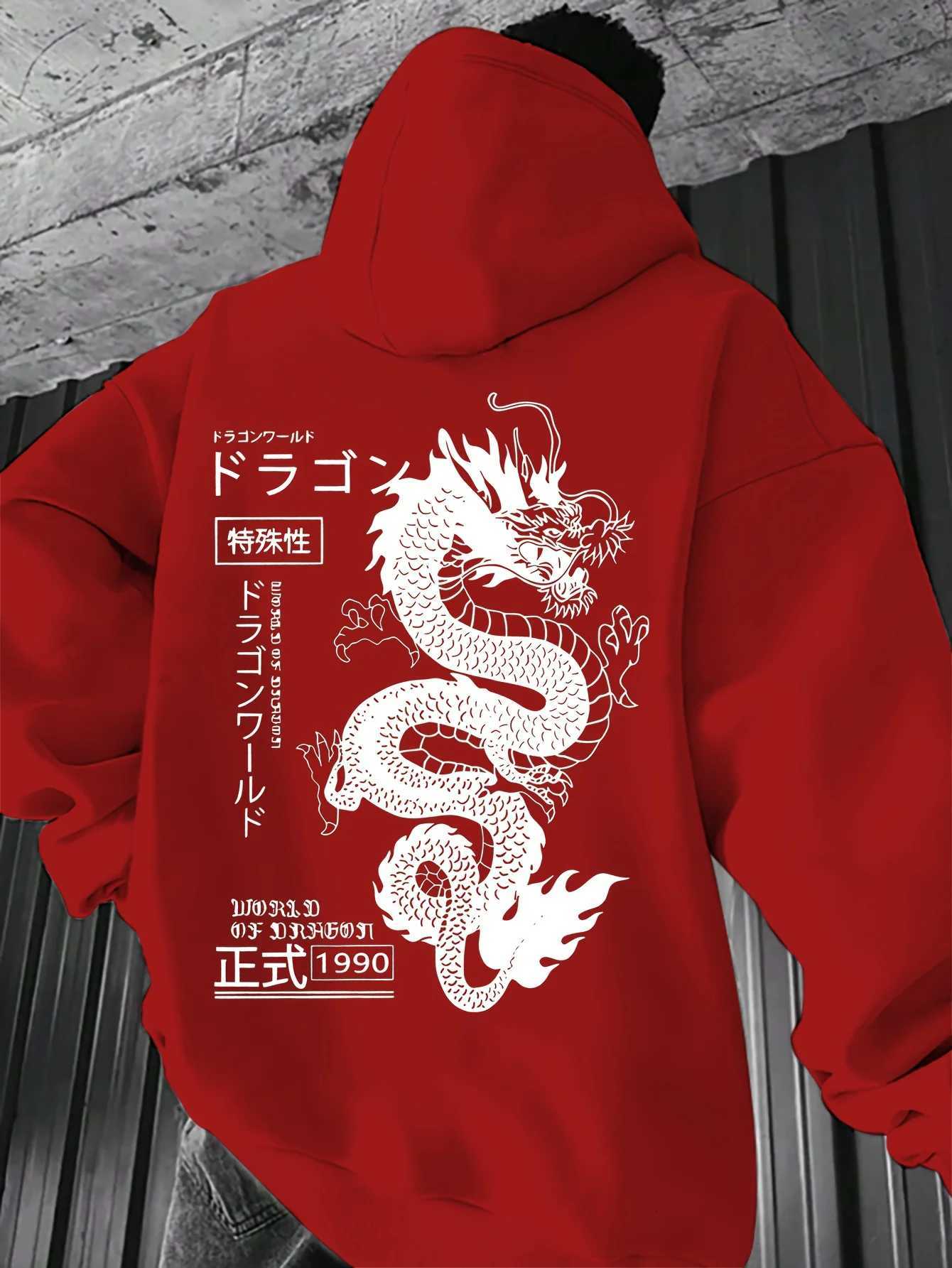 Hot sale mens new autumn Chinese Loong letter printing soft and comfortable hooded sweater outdoor versatile fashion clothes W251106