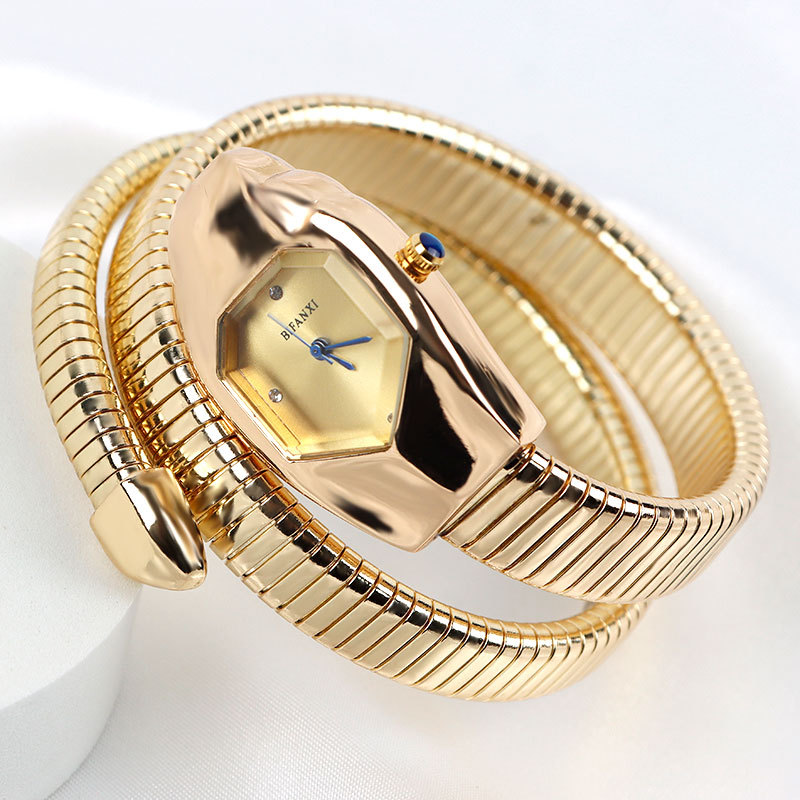 Sophisticated Female Wristwatch - Serpentine Motif, Diamond Embellished Quartz Movement