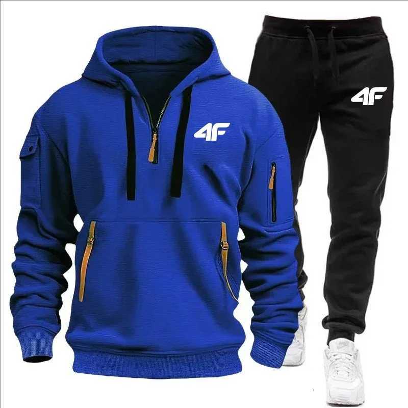 Mens autumn and winter fitness casual loose sportswear set a two-piece set of hooded pullover and jogging pantsXJ251106
