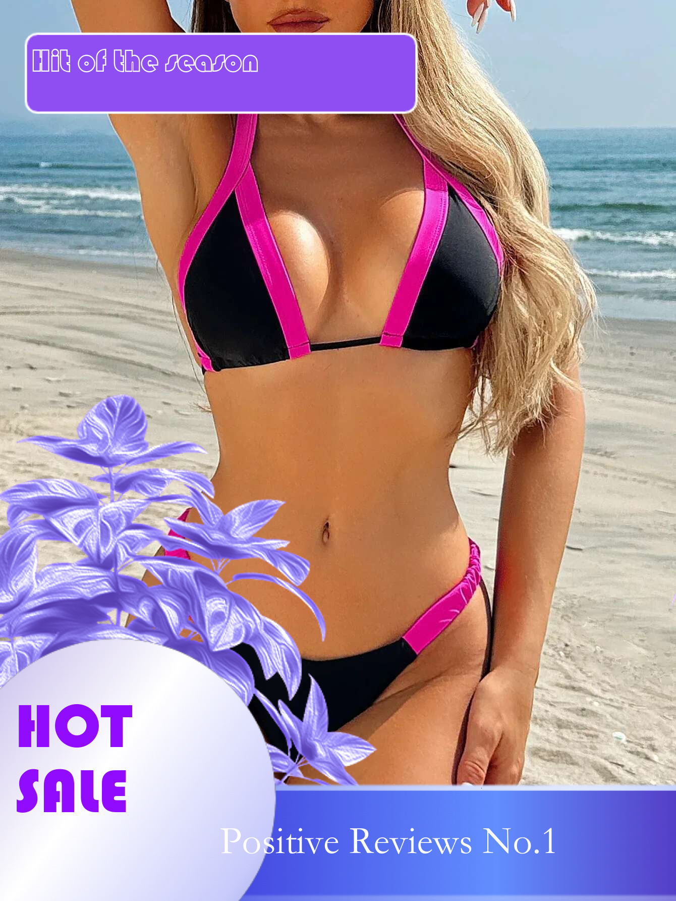 Dongdumaoyi Sexy Black Purple Patchwork Bikini Set Women Halter Push Up Padded Micro Swimsuit Beach Bathing Suit Pleate Thong Swimwear