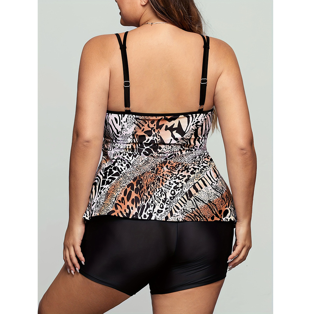 Fashionable new plus size skirt style split set with added fat and enlarged bikini women's vacation swimming suit