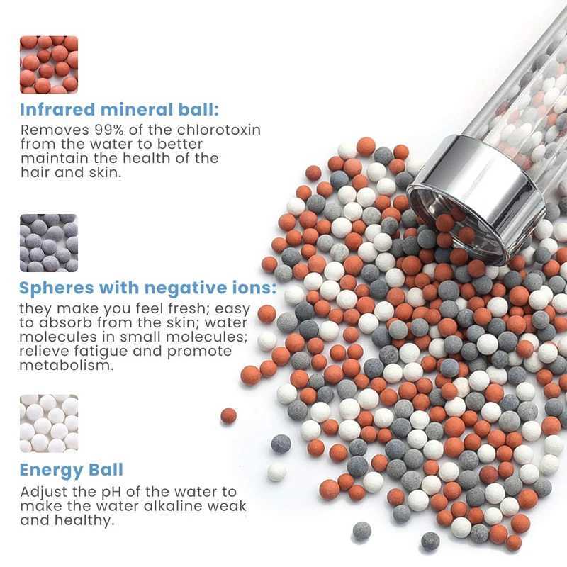 ZL Bathroom Pressurized Anion Mineral Balls 3 Modes Adjustable High Pressure Hand Filter Spa Shower Head Set with Hose Bracket C251220