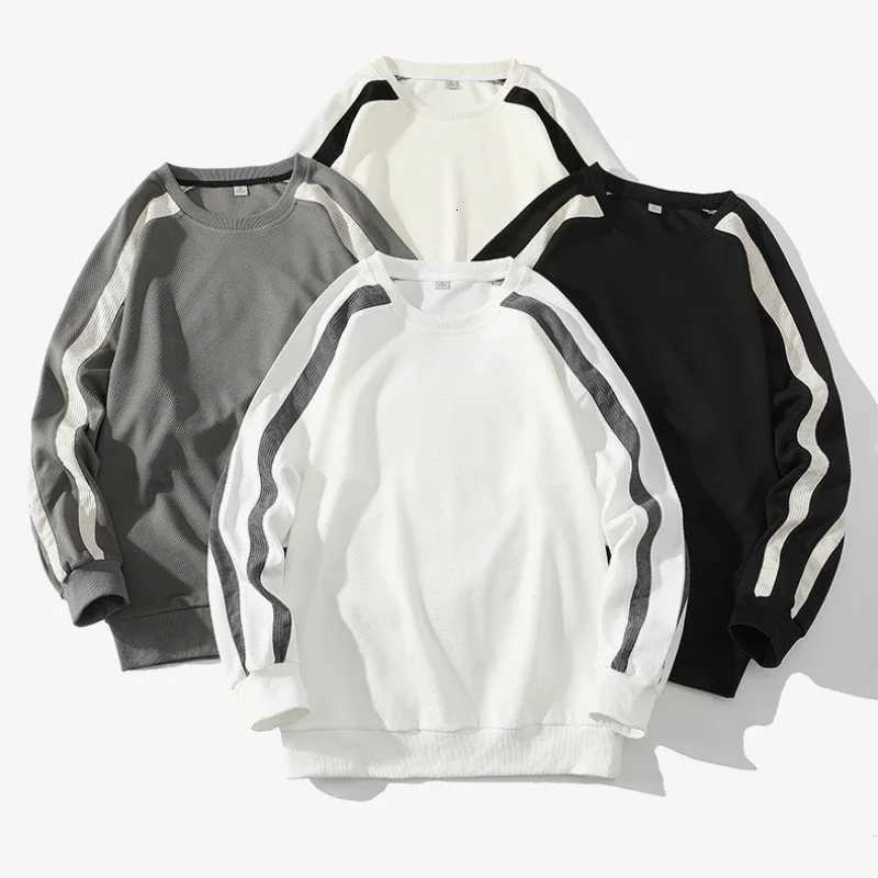 Autumn Korean Style Oversized Men Sweatshirt Streetwear Stripe Stitching Pullovers Male Loose Hip Hop Hoodies Man Harajuku Tops W251106
