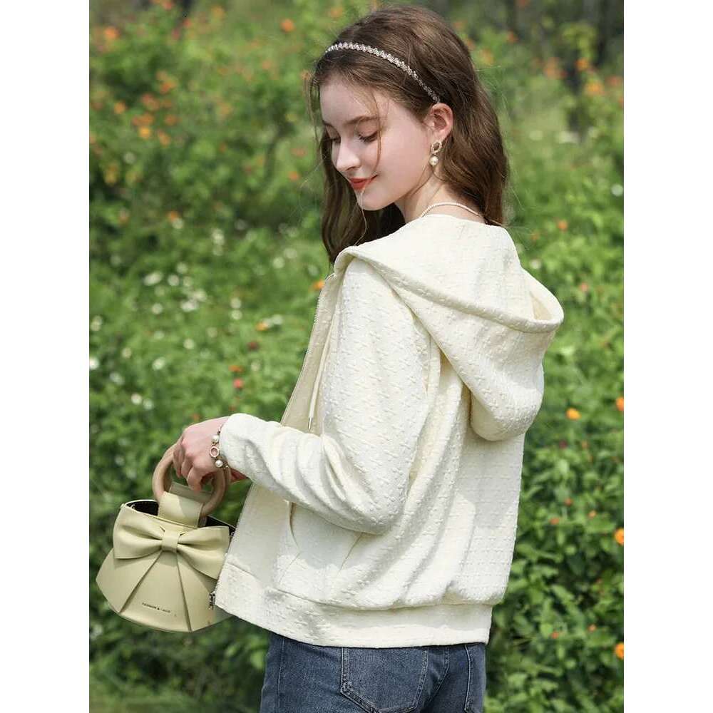 Casual Hooded Jacket For Women Muscle Jacquard Embroidery Spring New Loose Gentle Female Coats
