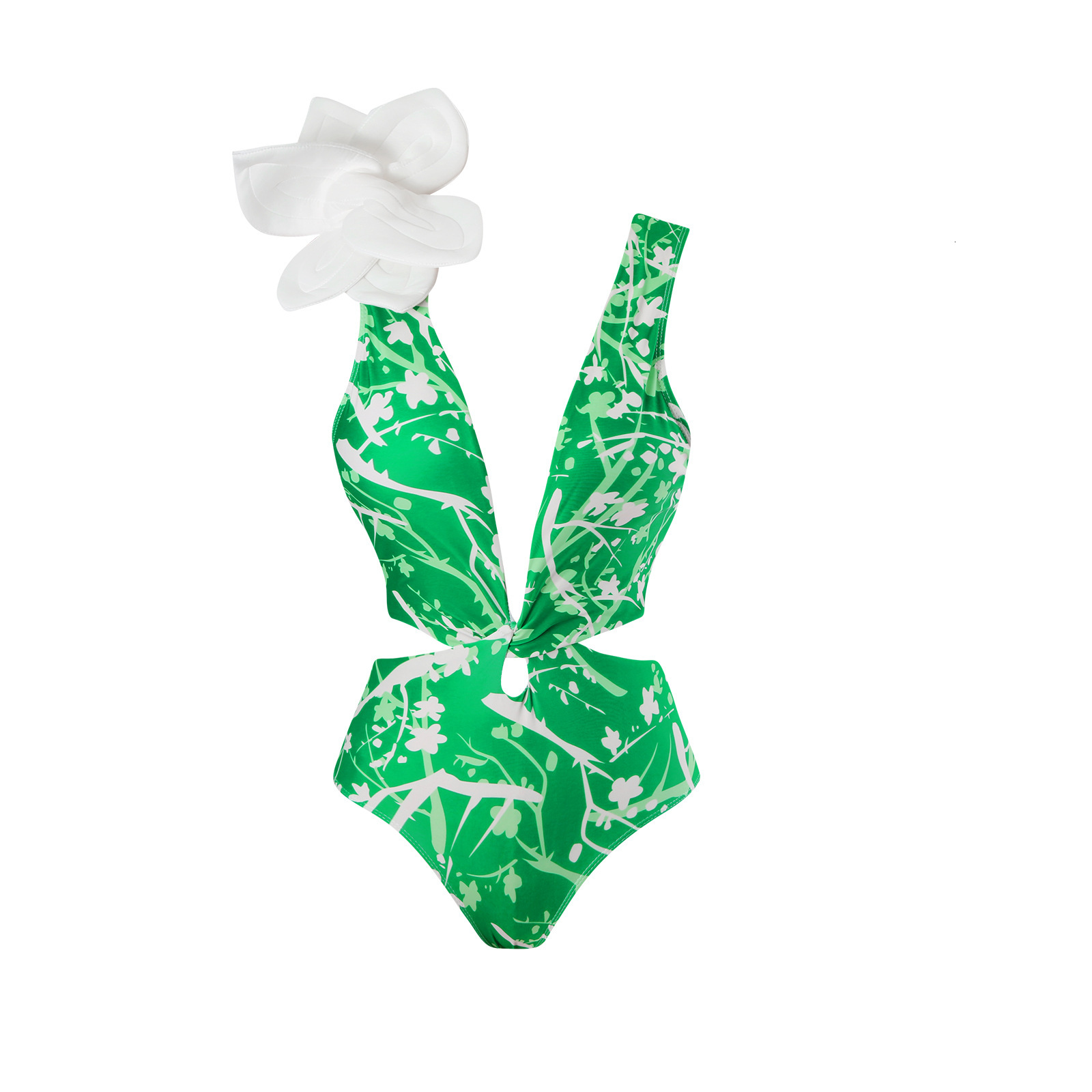 New one-piece swimsuit for women, conservative coverage, slimming effect, floral decoration, mesh wrapped skirt set, swimming suit