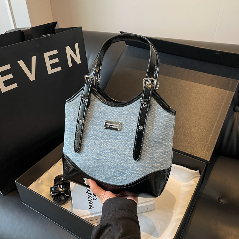 2025S Designer Women S Bag Niche Cowboy Spliced Underarm New Korean Edition Ins Handheld Shoulder Simple Color Splicing Crossbody Women S Bag