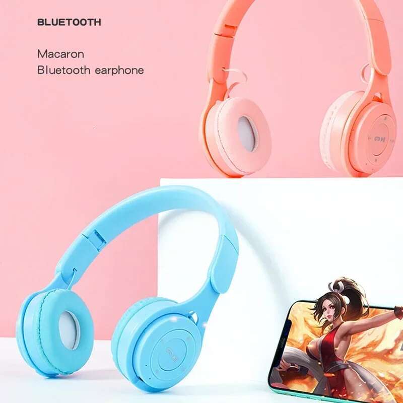 Kids Wireless Bluetooth Earphones Stereo Foldable Helmets Gaming Headsets Over-ear Headphones for Android iPhone15 14