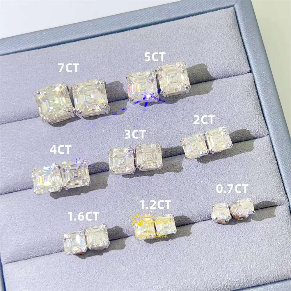 Hot Selling Product in Stock Drop Shipping 1ct 2ct 925 Silver Moissanite Mens Earrings