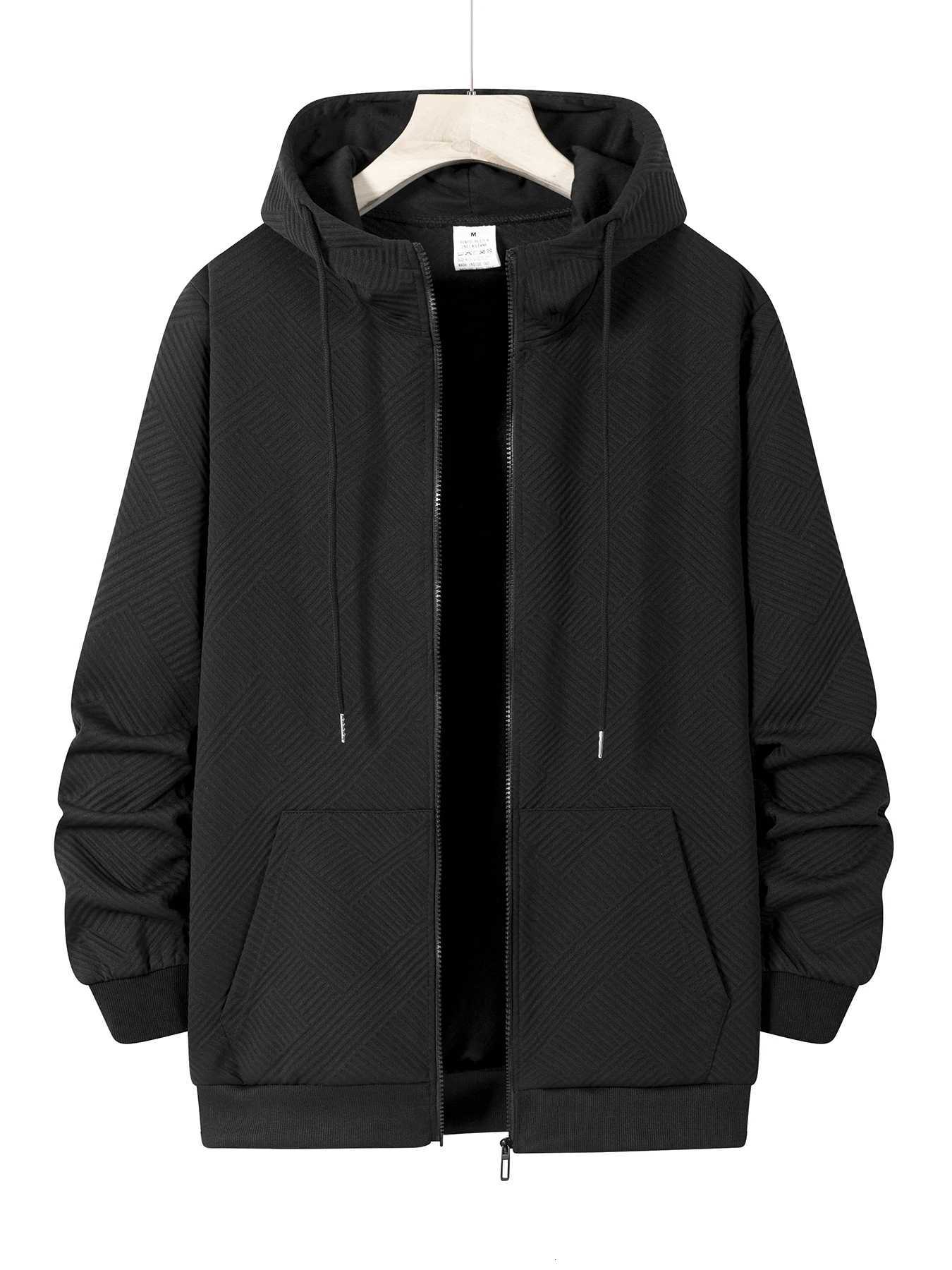 Mens Casual Hoodies Jacket Autumn Zipper Design Daily Long Sleeve Jacket Solid Color Loose Outdoor Coat Hooded Sweatshirt W251106