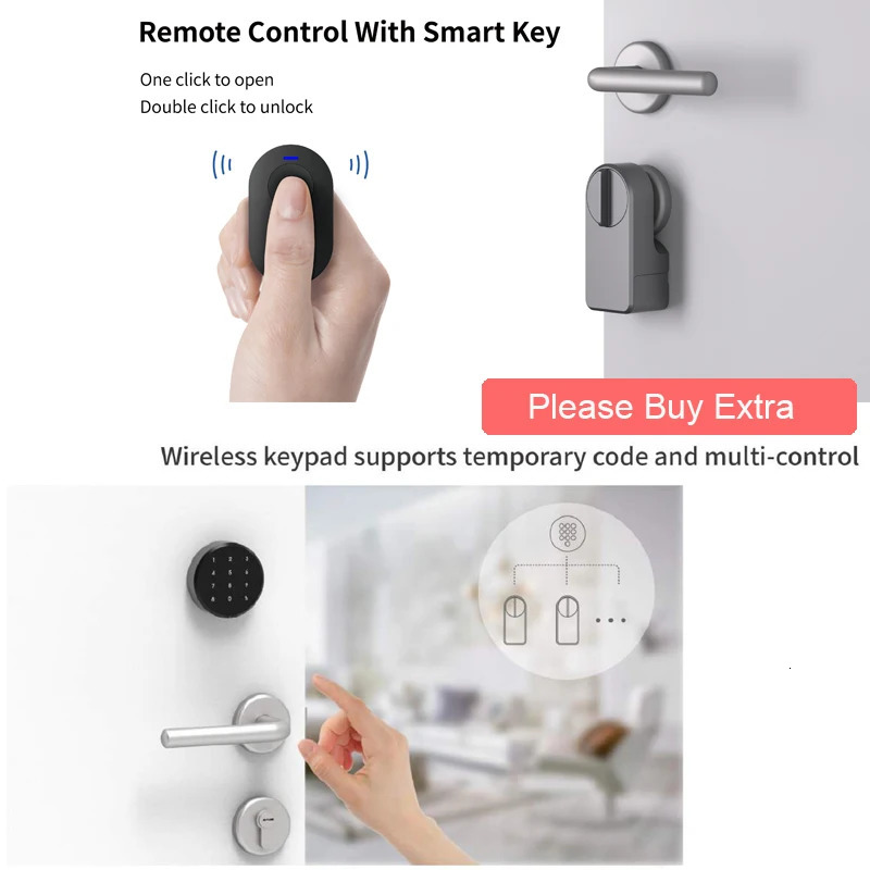 A1 Pro Max Bluetooth Smart Door Lock Tuya APP Remote Control Keyless Unlock Smart Life Cylinder DIY Easy Installation 250402