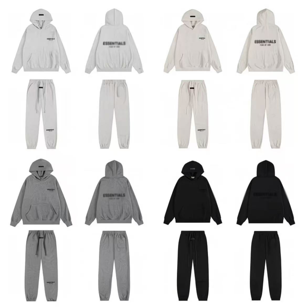 Trendy Smiley Spider Web ESS Flocked Print Hoodie Set