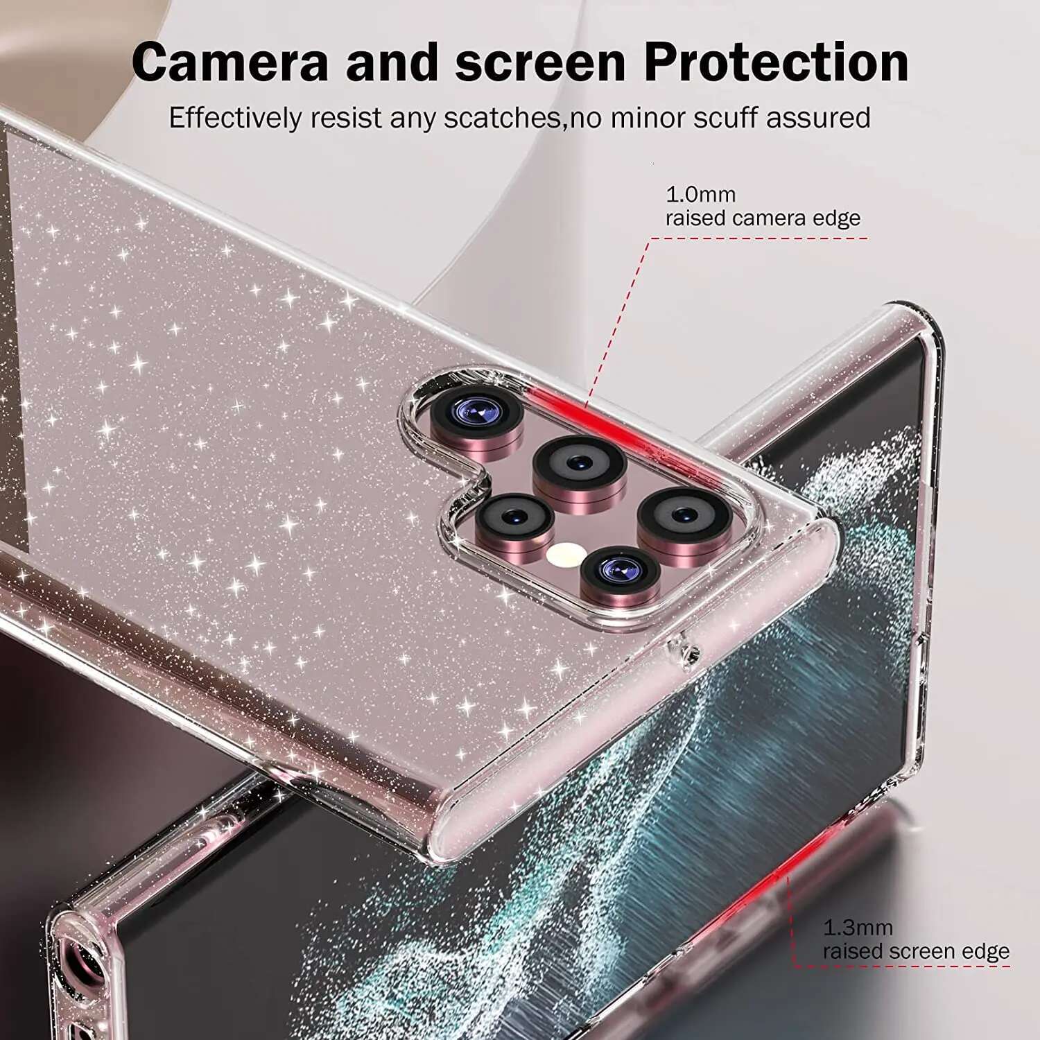 Glitter Clear Phone Case For Samsung Galaxy S23 S22 Ultra S24 S21 Plus S20 FE A53 A52 A13 A51 Note 20 Transparent Silicone Cover