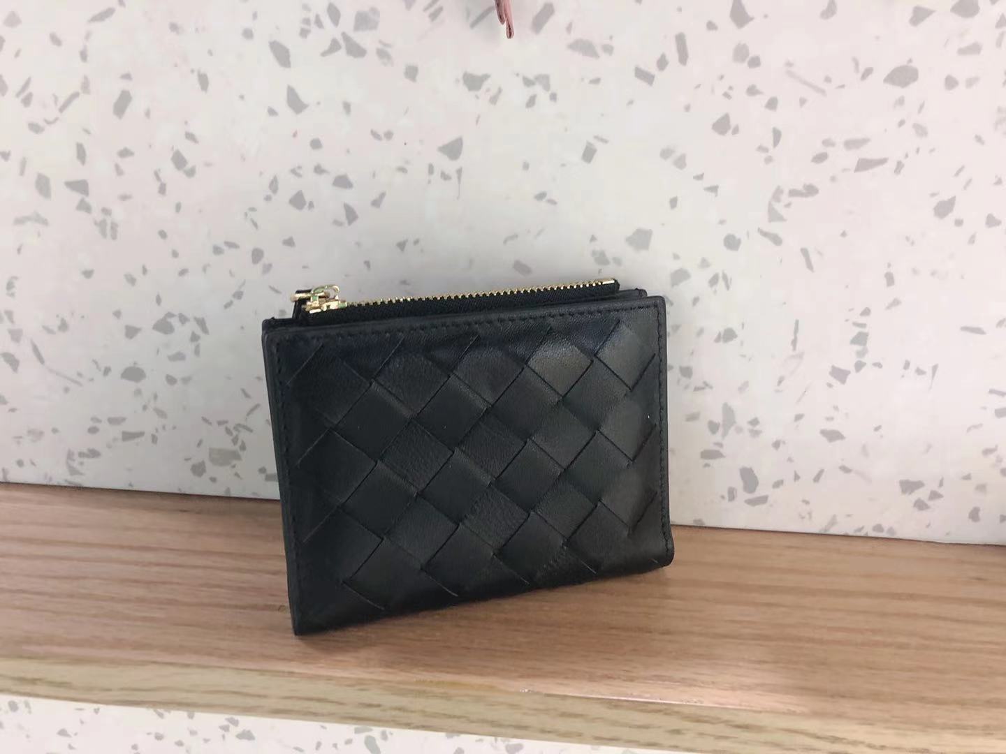 2025 new Fashion short women's wallet sheepskin hand-woven short clip multi-card slot genuine leather card holder wallet for women