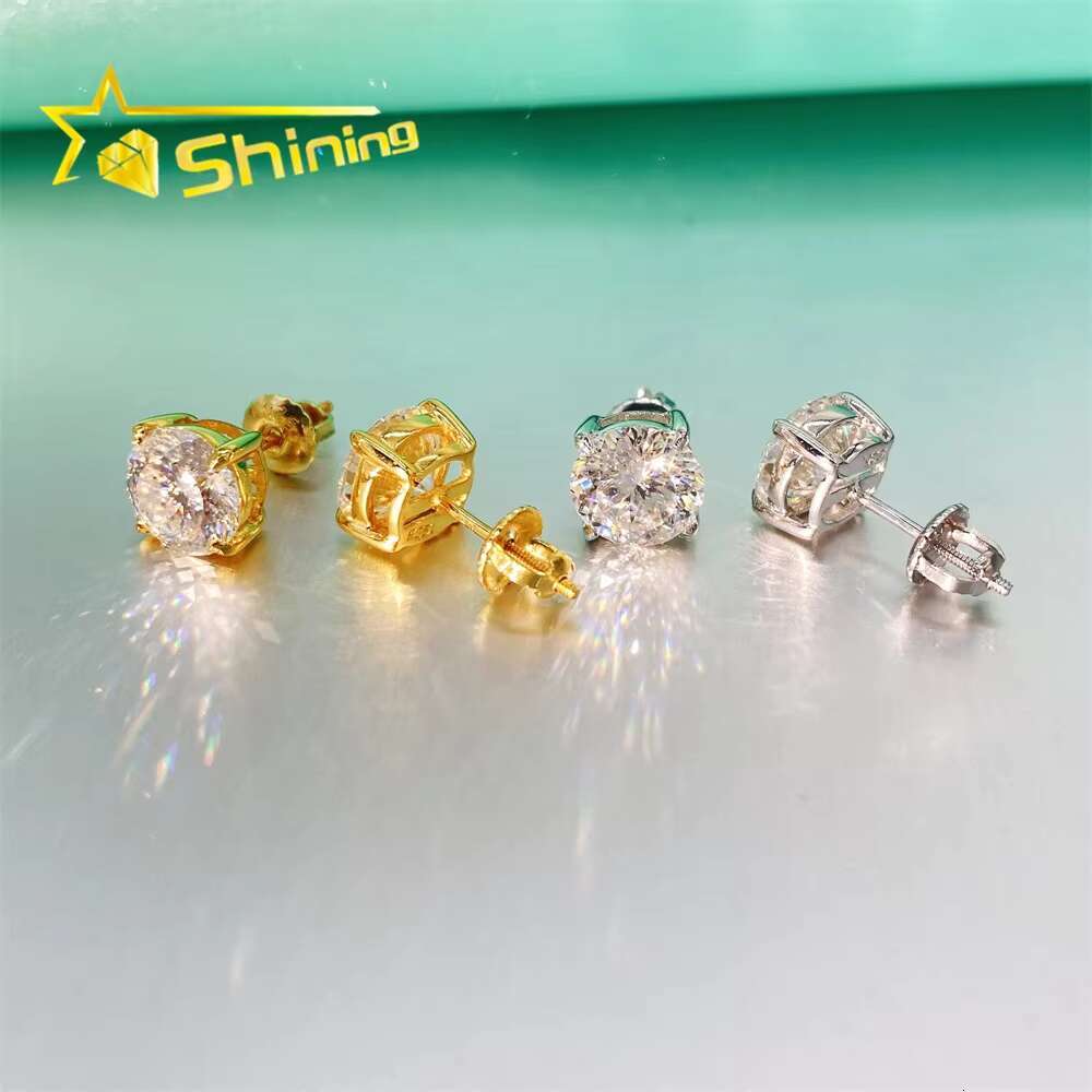 Fine Sterling Sier GRA Certificated Ready to Ship Stock Stud Custom Women Moissanite Earrings