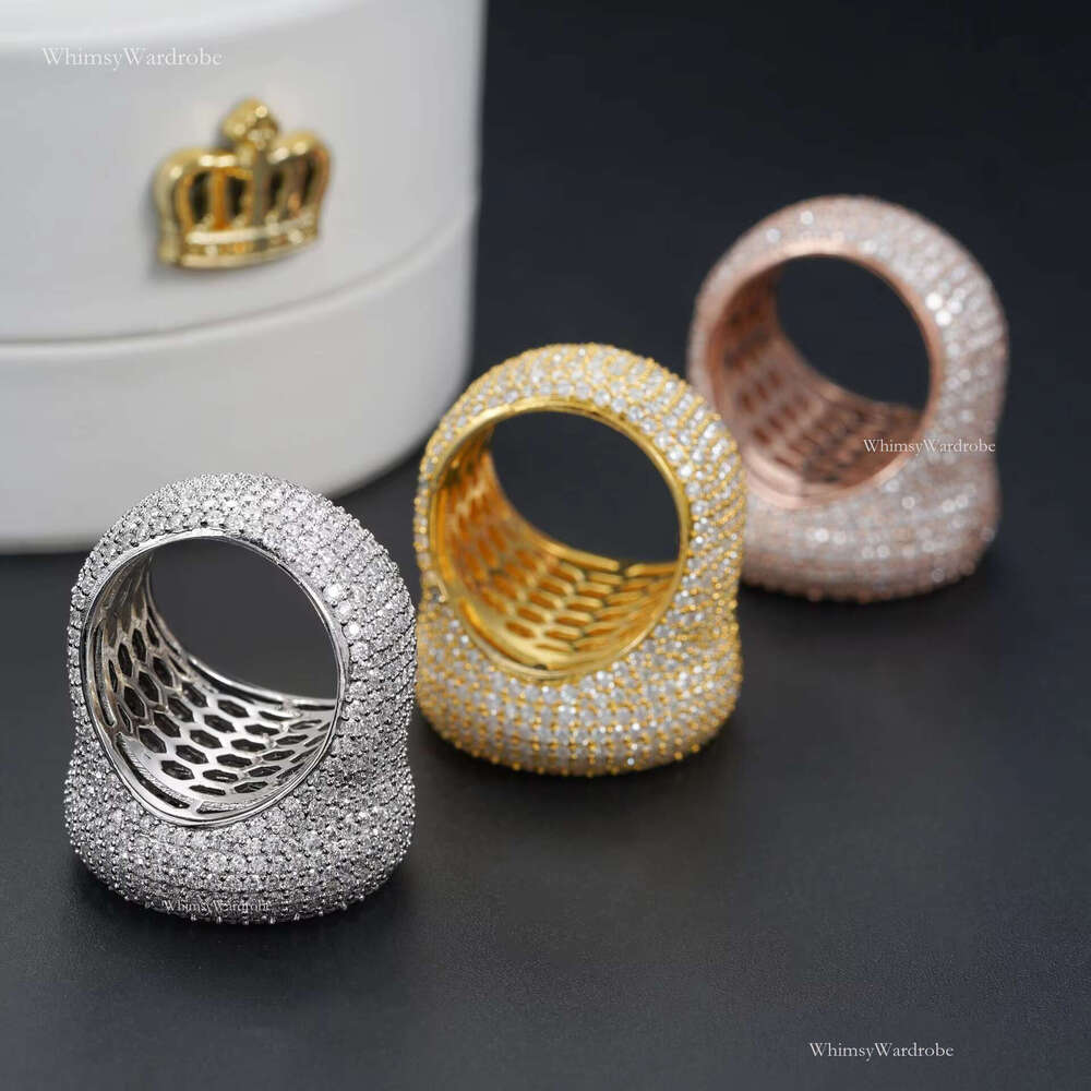 European American S Sier Moissanite Boutique Ring Set Fashionable Hand Decorations for Men Women Explosion-Style