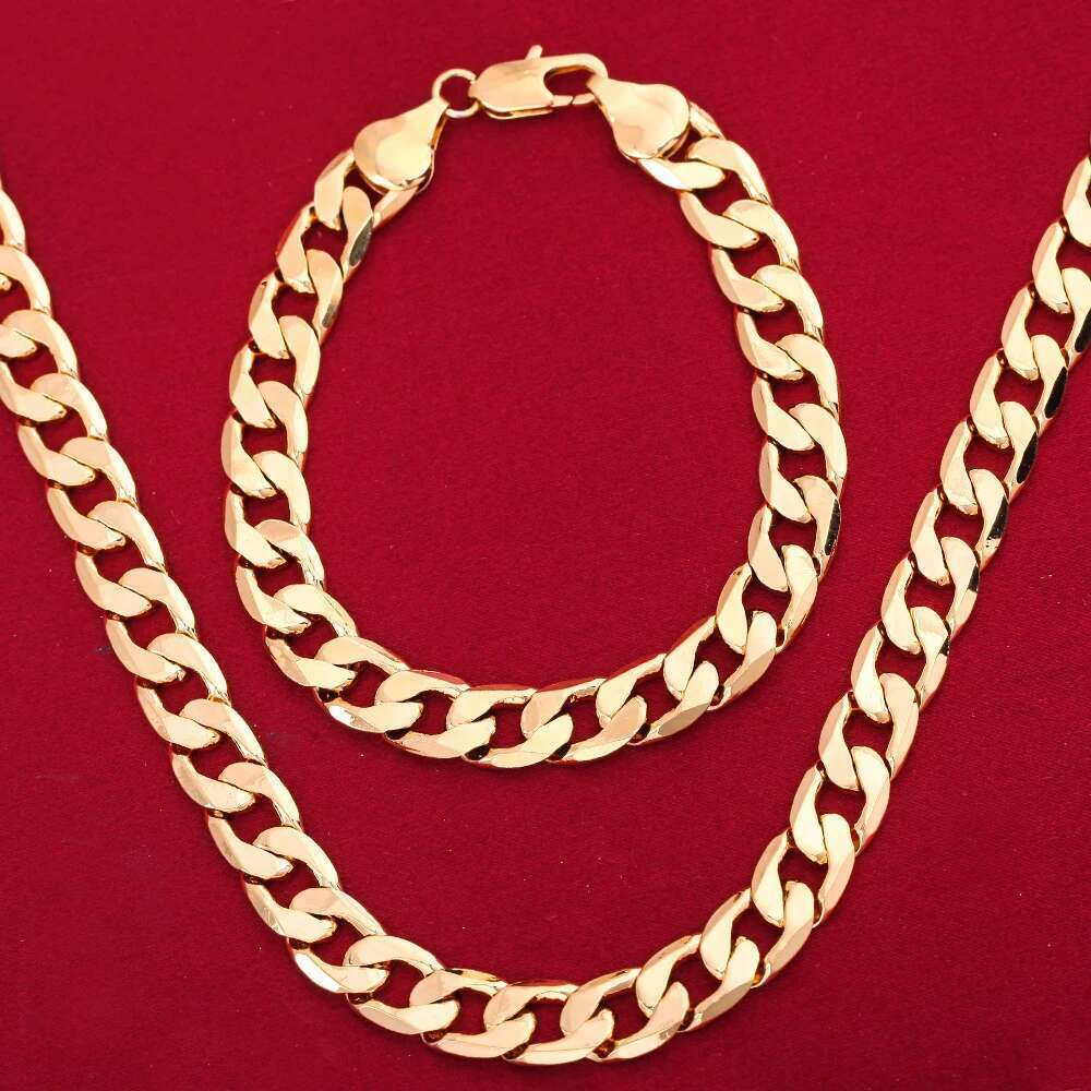 Sterg sier gold plated 8MM geometry chain Bracelets Neckalce for women men fashion designer jewelry set