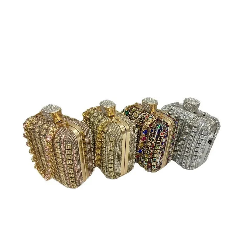 Handmade Diamond Encrusted Square Clutch Evening Bag Small Size Portable Sparkling Polyester Fiber Dinner Bag for Women 251106