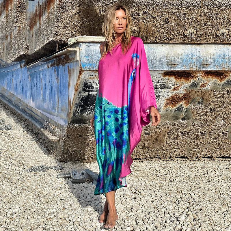 2025 Womens New Dress Sexy Beach Vacation Print Loose and Oversized Long Skirt