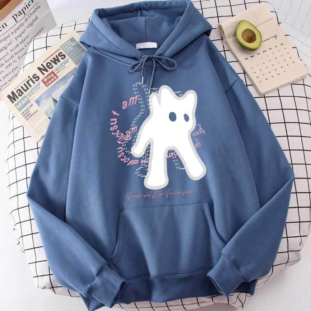 Ghost Cat Funny Abstract Print Men Hoody Breathable Versatile Sweatshirt High-Quality Casual Hoodies Outdoor Loose Fittingtops W251106