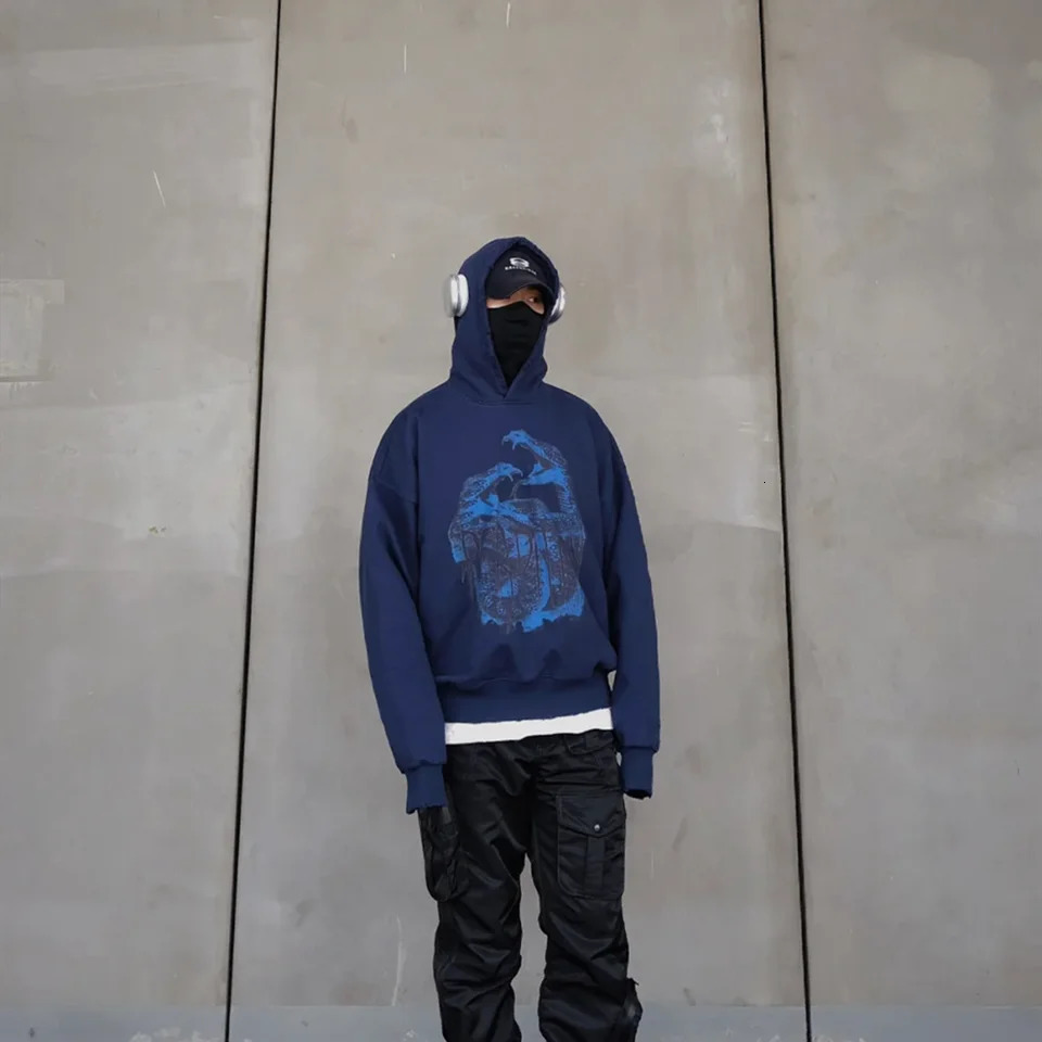 Yao888 Retro Super Dalian Hoodie Mens Cotton Casual Fashion Pullover Sweatshirt Loose Graphic 250403