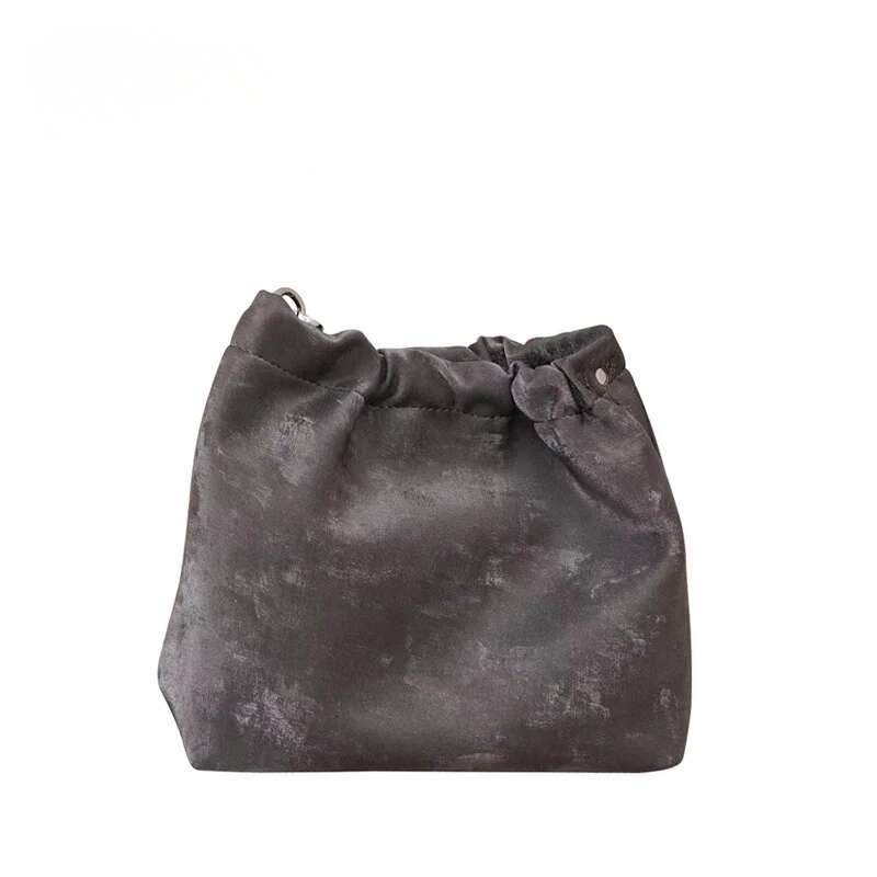 New Women Simple Bucket Female Fashion Sier Shoulder Bag Lady Soft Cowhide Split Leather Crossbody Messenger