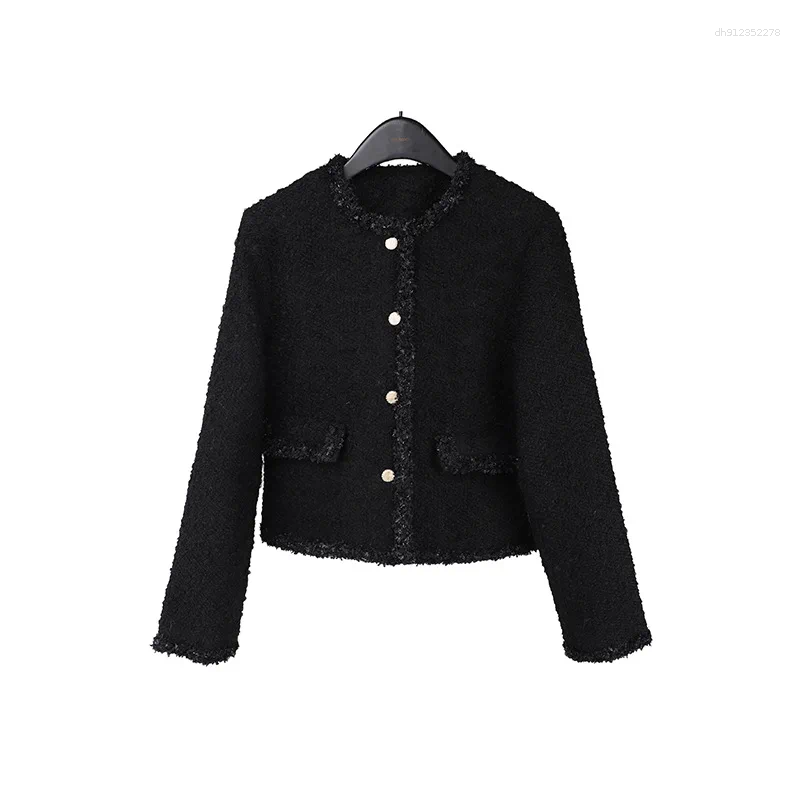 Women's Jackets Elegant Short Woolen Coat Single Button Chic Style Autumn Winter Arrival For Petite Women Comfortable Casual
