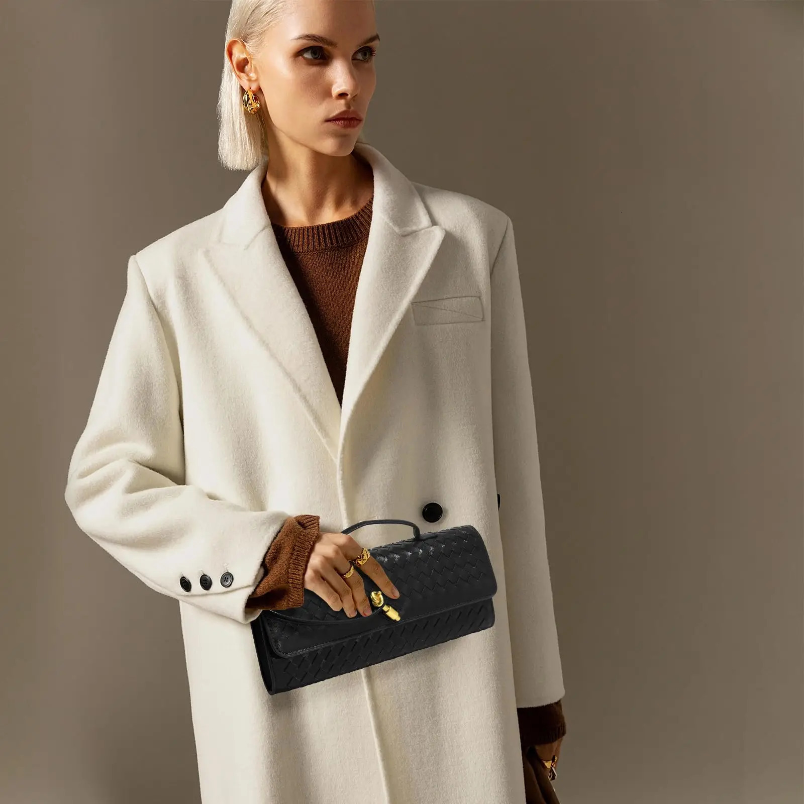 Womens woven handbags evening clutches leather formal crossbody bags 251105