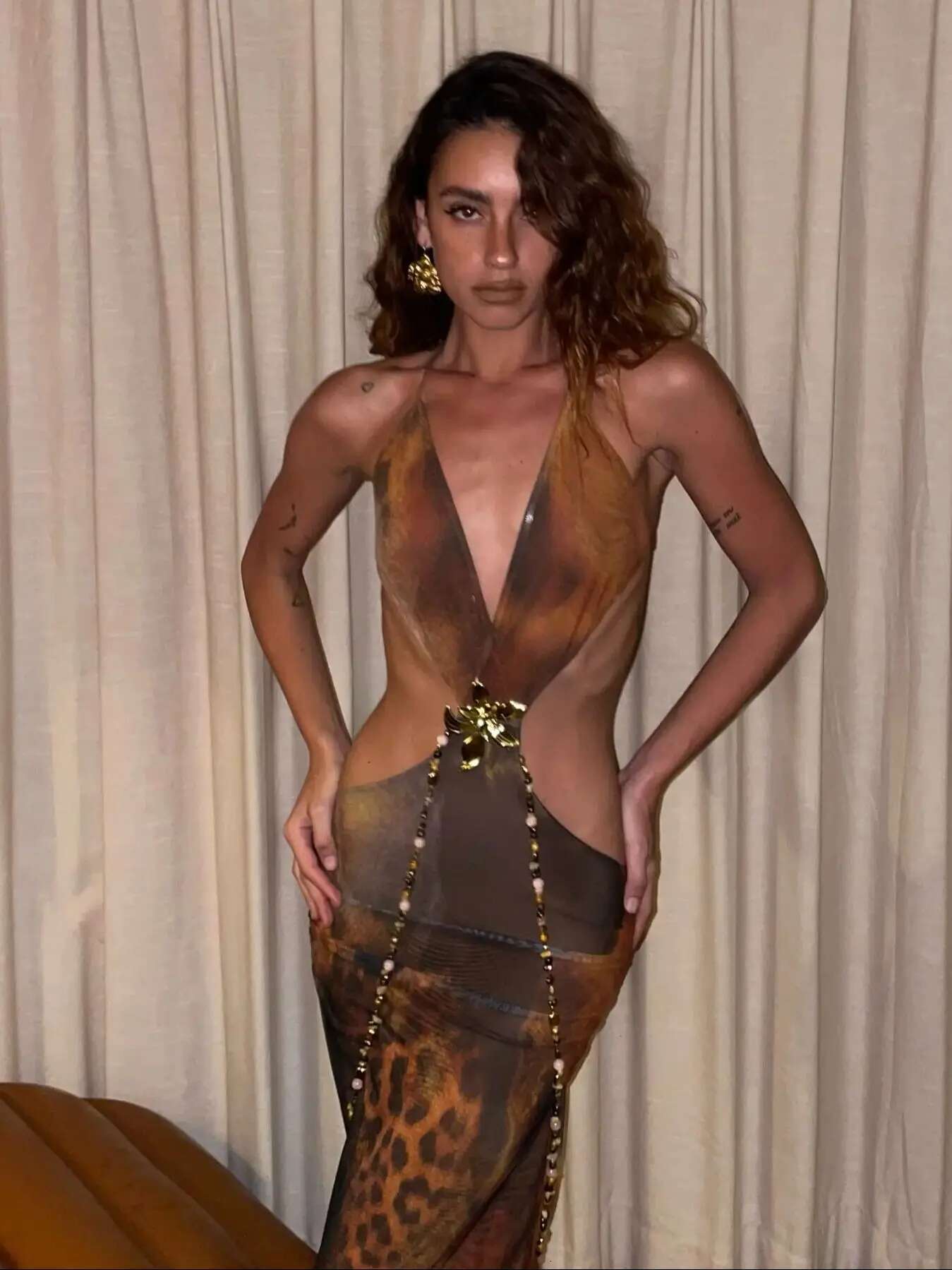 Cut Out V Neck Midi Dress Women Summer Crystal-K Backless Bodycon Party Dresses Leopard Print Slim Maxi Vestidos Holiday