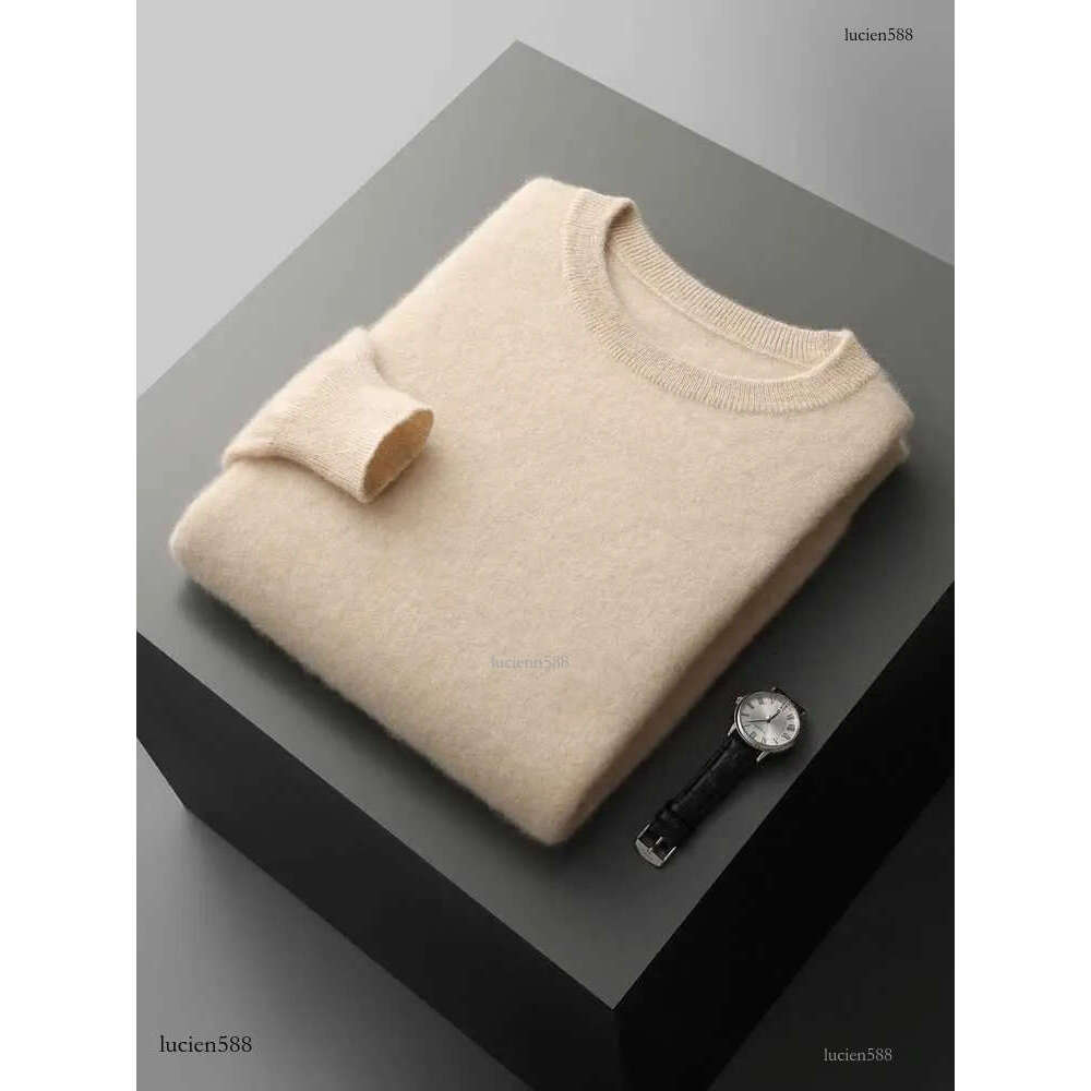 100% Merino Wool Mens O-Neck Long Slve Pullover Sweater Spring Autumn Smart Casual Pure Color Jumper Cashmere Knitwear TopsC241114