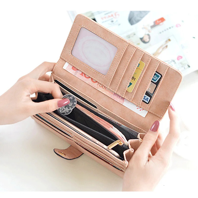 Many Departments Faux Suede Long Wallet Women Matte Leather Lady Purse High Quality Female Wallets Card Holder Clutch Carteras 251106