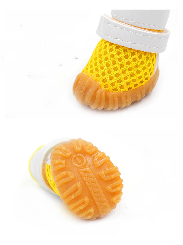 4PCS/set Pink Red Blue Yellow Non-slip Summer Dog Shoes Breathable for Small Dogs Pet Socks Sneakers Puppy Cat Shoes Boots Teddy 250402