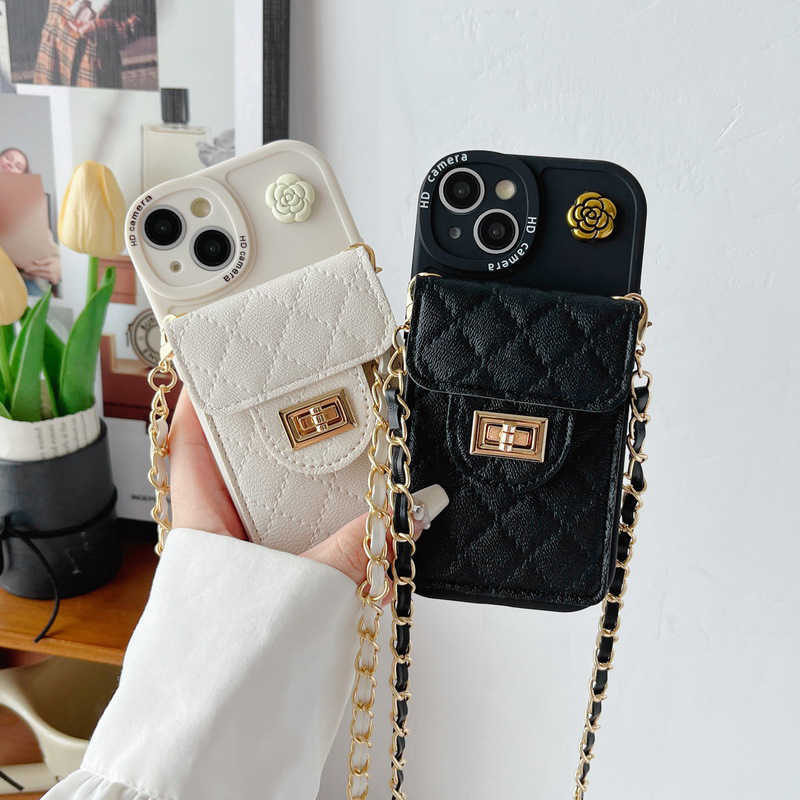 Chanel Style Pro Max Phone Case iPhone 16 Crossbody Strap Chain Compatible with 17 Lock Wallet 14 Card Holder J251202