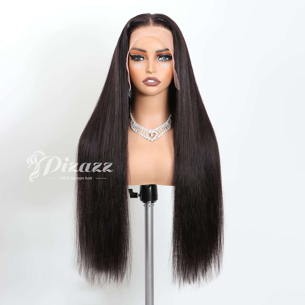 Pizazz 180% Density Brazilian Human Hair Wigs - Long Bone Straight 4X4 Invisible Lace Closure, Pre-Cut & Pre-Plucked With Knots, Natural Look For Wome