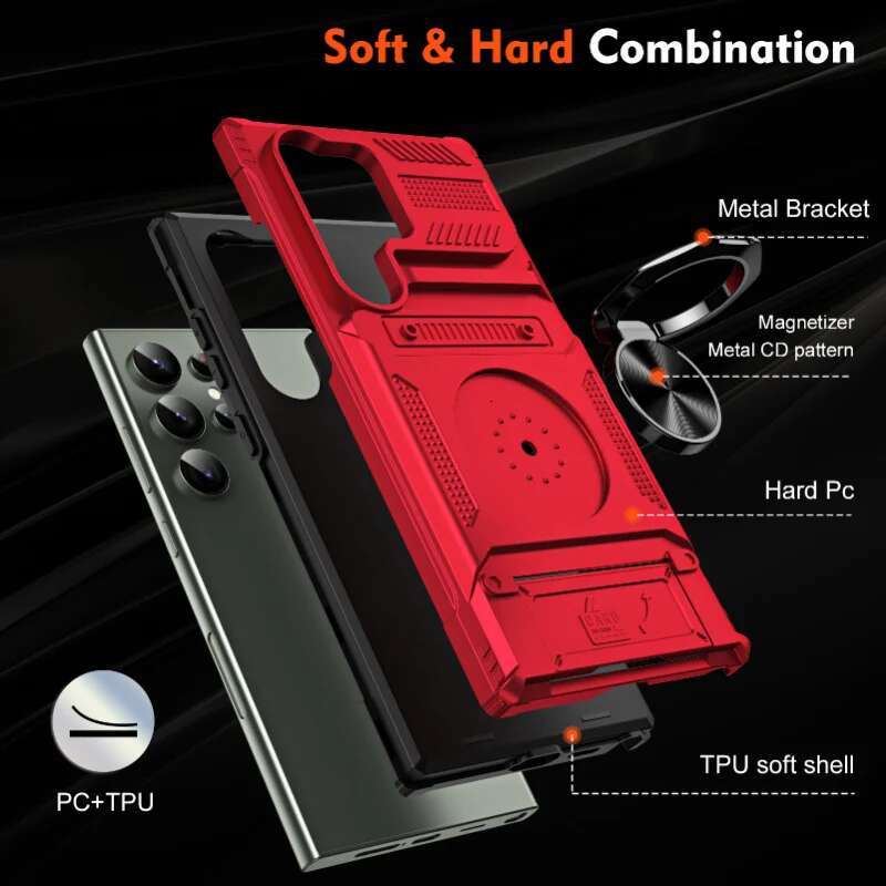 Case For Samsung S24 S23 Ultra Plus FE A14 A15 25 35 55 Magnetic Rotated Ring Kickstand Heavy Duty Drop Protection Wallet Cover