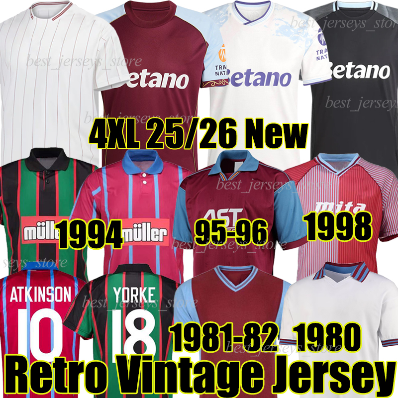150th Villa Retro Soccer Jerseys 1980 82 88 93 94 95 96 ASTON ELLIOTT ROTTERDAM WATKINS McGINN CASH BUENDIA SANCHO KAMARA 25/26 men kids kits socks sets Football Shirts