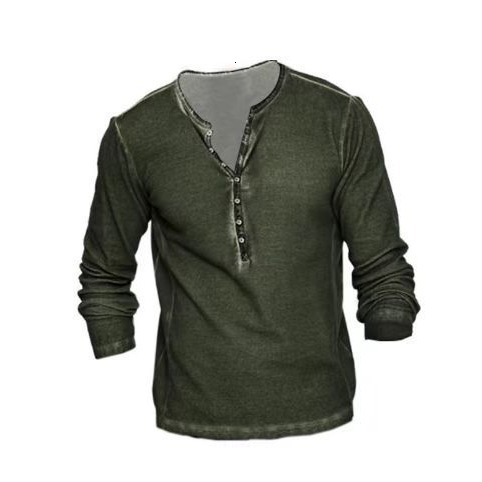 Mens 2025 new mens standing collar printed military uniform top mens long sleeved T-shirt mens