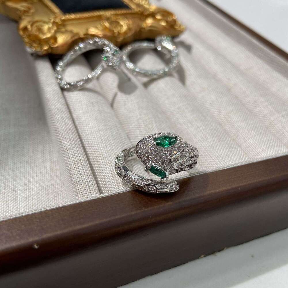 Real Gold Plated Zircon Snake-Shaped Personality Necklaces Small Snake Earrings Women's Ring Set Fashion Full Diamond Light Luxury Jewelry