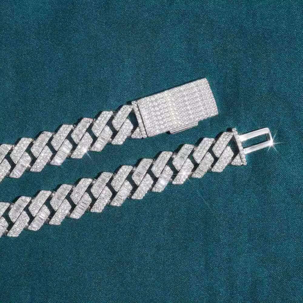 15MM White Gold Plated Moissanite Cuban Link Chain For Mens For Fashions