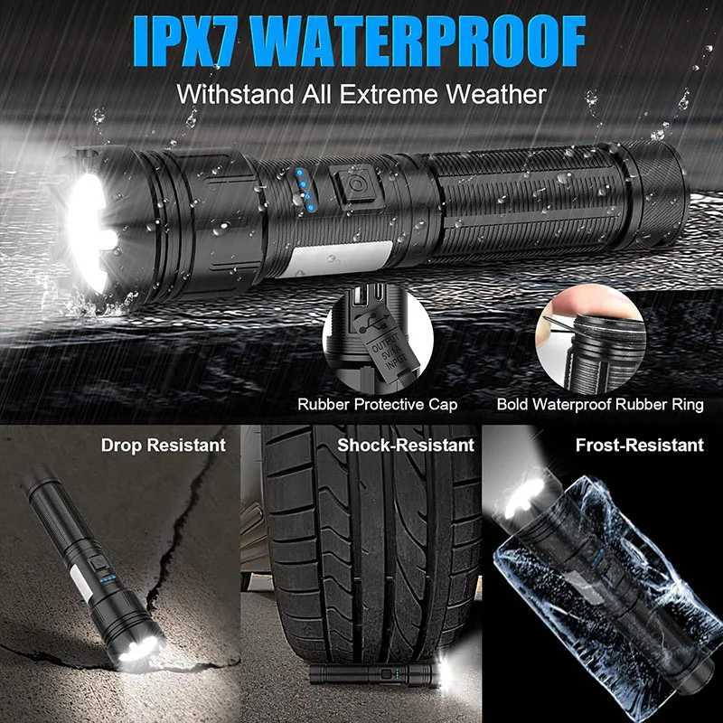 Rechargeable Magnetic LED Flashlight Multi-function Ultra-bright Flashlight 7 Modes With COB Light Telescopic Zoom For CampingW251106