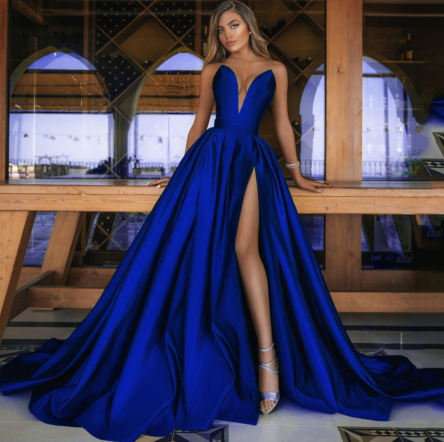 2025 Autumn Winter New Womens Sexy Deep v Split Long Dress Wedding Dress